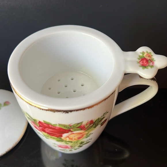 Rare Royal Albert Tea Strainer Mug Old Country Roses Tea Cup China - Picture 9 of 10
